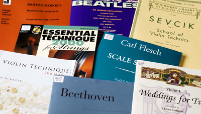 Violin sheet music and method books