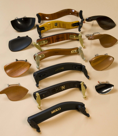 Chin and shoulder rests including Kun, Muco, Artino and other brands