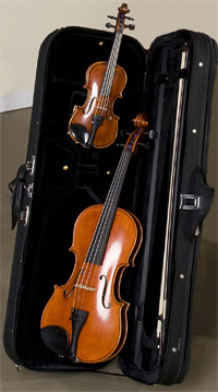 Rental violins with a case and bow