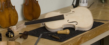 A Greg Sapp workshop violin before being hand finished